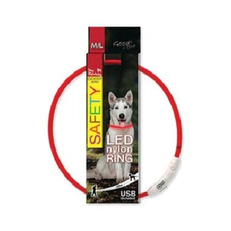 Obojek DOG FANTASY světelný USB červený 65cm 1ks