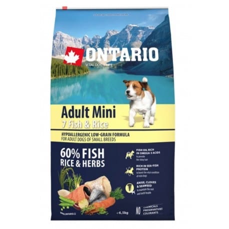 ONTARIO Dog Adult Mini Fish & Rice 2 x 6,5kg