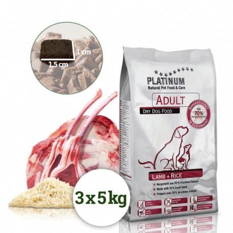 Platinum Adult Lamb+Rice 2 x 15kg