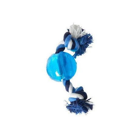 Hračka pes BUSTER Strong Ball s provazem sv. modrá, S