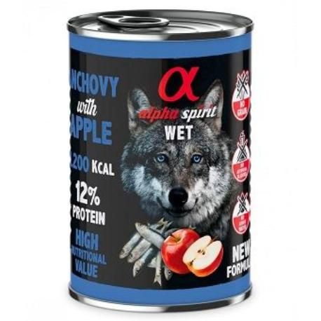 Alpha Spirit Dog WET food anchovy with red apple 400g