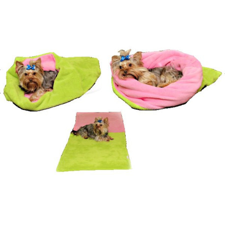 Marysa pelíšek 3v1 pro psy, světle zelený/růžový, velikost XL
