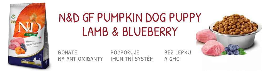 N&D jehněčí granule GF Pumpkin DOG Puppy M/L Lamb & Blueberry 12kg