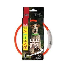 Obojek DOG FANTASY světelný USB oranžový 45 cm 1ks