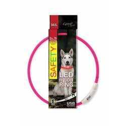 Obojek DOG FANTASY světelný USB růžový 65 cm 1ks