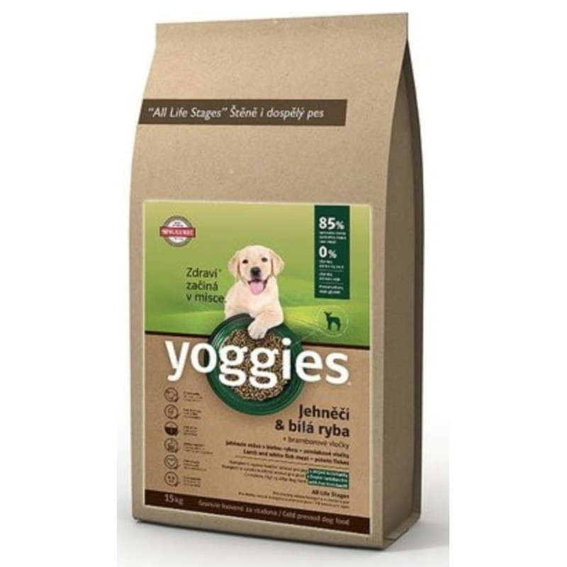 Yoggies Mini 15kg jehněčí a bílá ryba