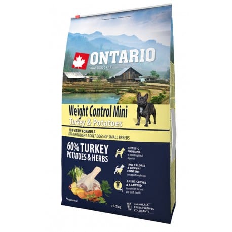 ONTARIO Dog Mini Weight Control Turkey&Potatoes 6,5kg