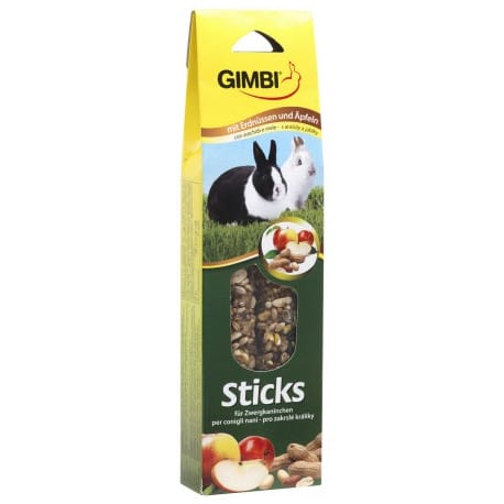 Gimbi Sticks tyčka králík buráky + jablko 2ks