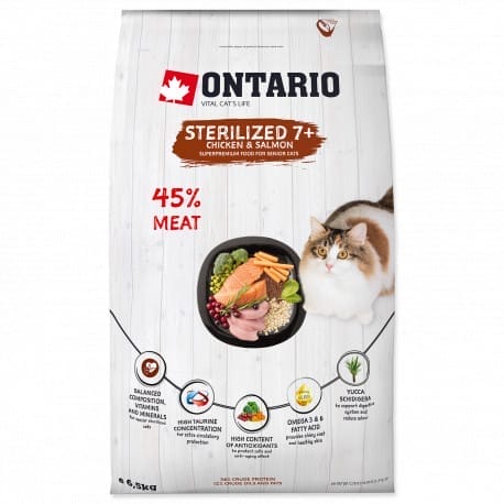 Ontario Cat Sterilised 7+ 6,5kg NEW