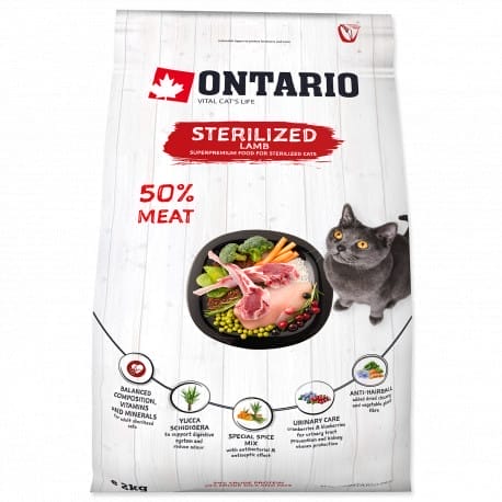 Ontario Cat Sterilised Lamb 2kg NEW