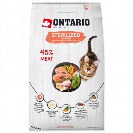 Ontario Cat Sterilised Salmon 6,5kg NEW