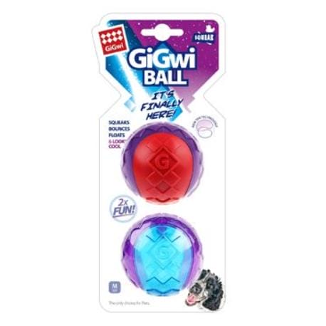 Hračka pes GiGwi Ball míček M, 2ks/ karta, pískající