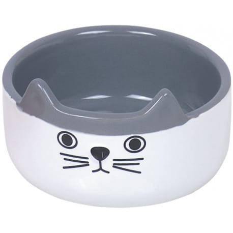 Nobby CAT FACE keramická miska pro kočky bílo-šedá 13x4,5cm/0,16l