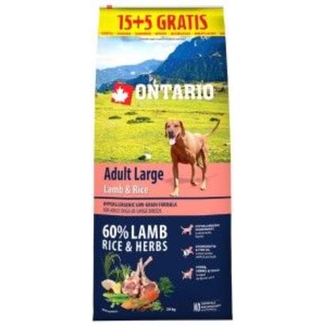 ONTARIO Dog Adult Large Lamb & Rice 15kg+5kg uvnitř