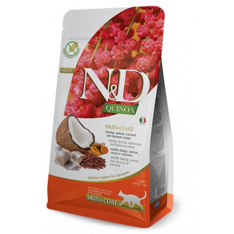 N&D GF Quinoa CAT Skin&Coat Herring & Coconut 300g