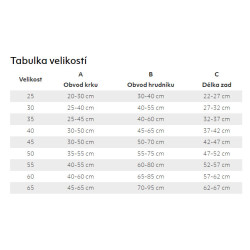 Obleček Hurtta Mudventure Coat ECO ostružinový 35 - tabulka velikostí