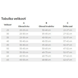 Obleček Hurtta Warming Midlayer ECO písková 45 - tabulka velikostí