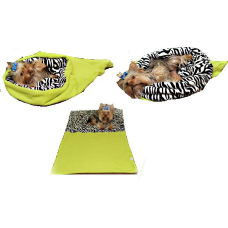 Marysa pelíšek 3v1 pro psy, světle zelený/zebra, velikost XL