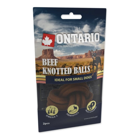 Dárek ONTARIO Dog poch. hovězí pletené koule 2x20g