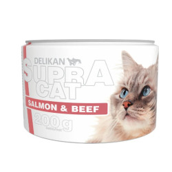 Delikan Konzerva SUPRA Cat Losos a Hovězí 200g