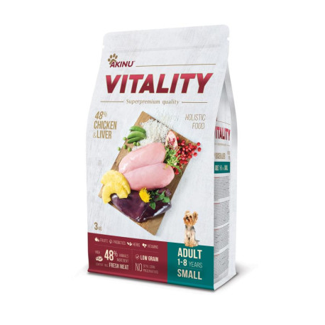 Akinu VITALITY Kuřecí & Játrové granule pes malý 3kg