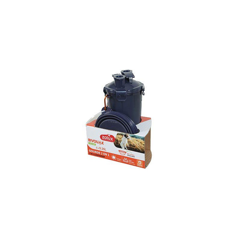 Lahev 2v1+ 2 misky BIVOUAK 2x350ml modrá Zolux