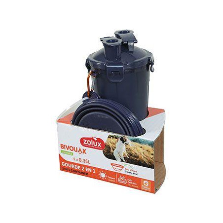 Lahev 2v1+ 2 misky BIVOUAK 2x350ml modrá Zolux