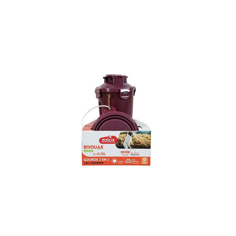 Lahev 2v1+ 2 misky BIVOUAK 2x350ml červená Zolux