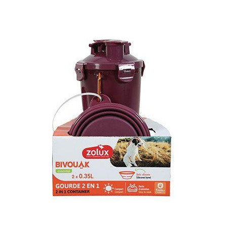 Lahev 2v1+ 2 misky BIVOUAK 2x350ml červená Zolux