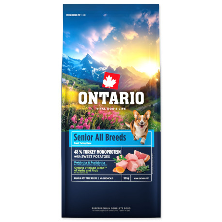 Ontario Senior All B. Monoprotein Turkey&Sw.Pot. 12kg