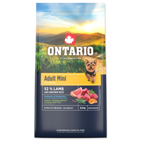 Ontario Adult Mini Lamb & Brown Rice 6,5kg