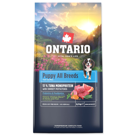 Ontario Puppy&Junior All B Monop. Tuna&Sw.Pot. 6,5kg