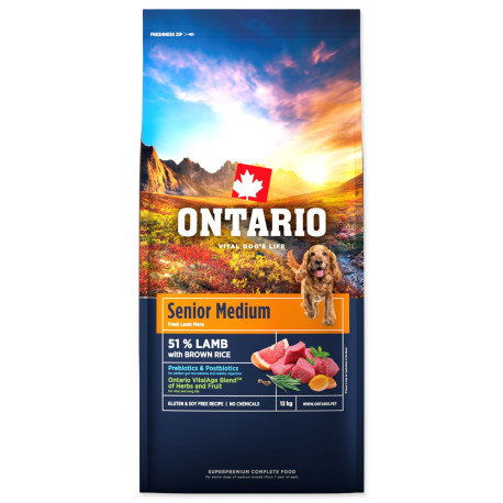 Ontario Senior Medium Lamb & Brown Rice 12kg