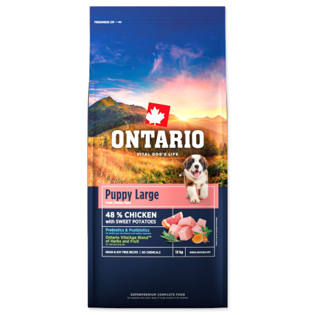Ontario Puppy&Junior Large Chicken & Sweet Pot. 12kg