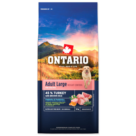 Ontario Large Weight Control Turkey & Brown Rice 12kg