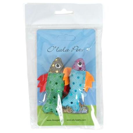 Hračka s šantou kočka Ryba s třpytkami7cm barev.mix2ks