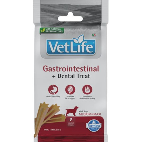 Vet Life Dog Dental Snack Gastrointest. Adult M&L 100g