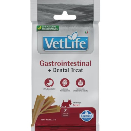 Vet Life Dog Dental Snack Gastrointest. Adult Mini 60g