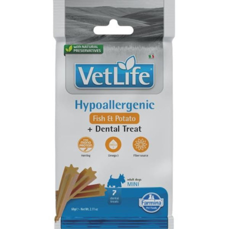 Vet Life Dog Dental Snack Hypoall. Fish Adult Mini 100g