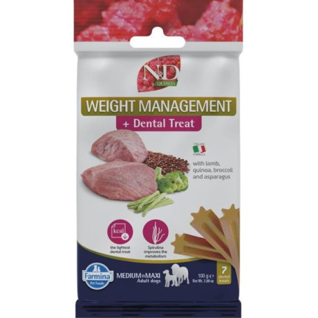 N&D QUINOA Dog Dental Snack Weight Lamb M&L 100g