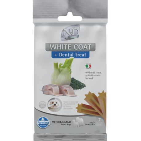 N&D WHITE Dog Dental Snack Sea Bass M&L 100g