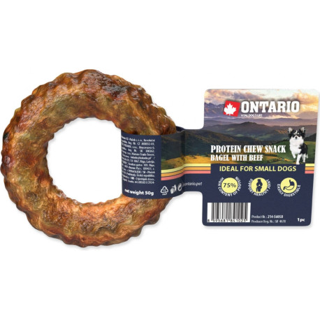 ONTARIO Protein hovězí žvýkací bagel 8,9cm 60g