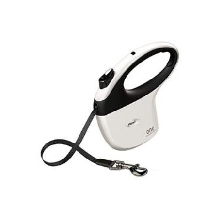 Vodítko FLEXI One For All S/M pásek 5m/30kg bílá/černá