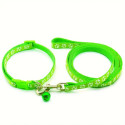 Sada obojek s vodítkem pro štěně sv.zelená tlapky