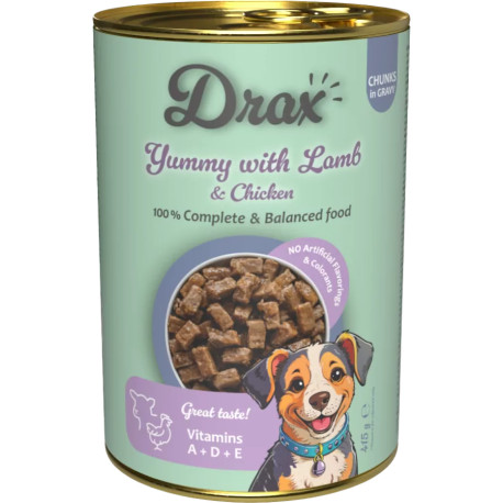 Konzerva Drax Adult s jehněčím a kuřecím 415g