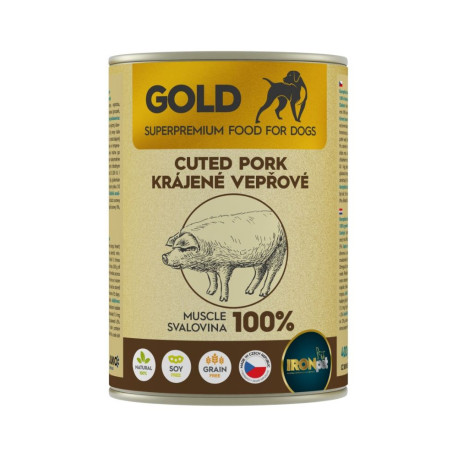 IRONpet Gold Dog Vepřová krájená svalovina, konz. 400g