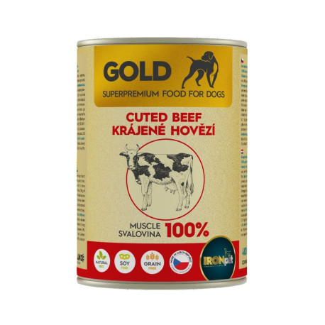 IRONpet Gold Dog Hovězí krájená svalovina, konz. 400g
