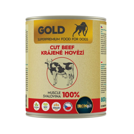 IRONpet Gold Dog Hovězí krájená svalovina, konz. 800g