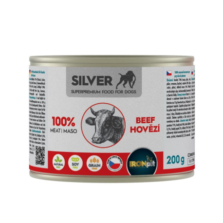 IRONpet Silver Dog Hovězí 100% masa, konzerva 200g