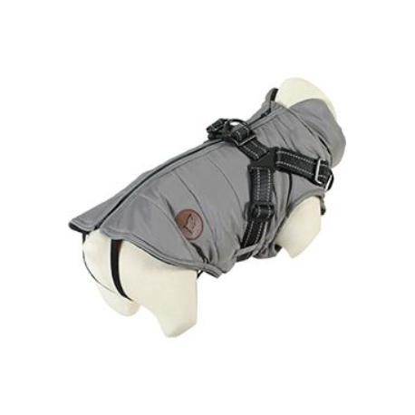 Obleček bunda pro psy S POSTROJEM černošedá 30cm Zolux